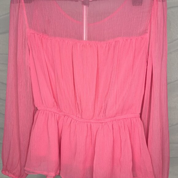 Venus Sheer Blouse Pink Chiffon Romantic Medium - Picture 3 of 8